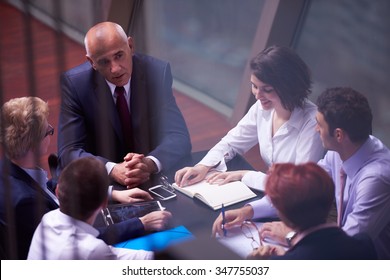 Startup Business People Group Have Meeting In Modern Bright Office Interior, Senoir Investors  And Young Software  Developers