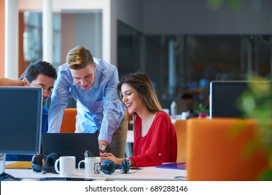 Startup business people group working everyday job at modern coworking  office space - Shutterstock ID 689288146