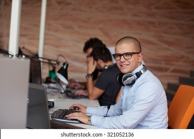 Startup Business, Software Developer Working On Computer At Modern Office