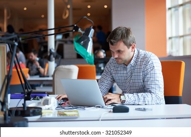 Startup Business, Software Developer Working On Computer At Modern Office