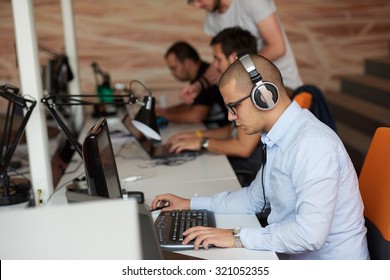 Startup Business, Software Developer Working On Computer At Modern Office