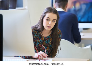 startup business, software developer working on computer at modern office