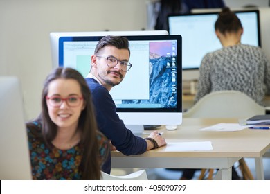 Startup Business, Software Developer Working On Computer At Modern Office