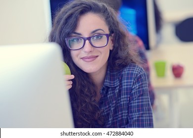 Startup Business, Software Developer Working On Computer At Modern Office