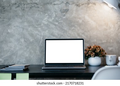 Startup Company Desk, Blank Computer Screen, Empty Office, Room In Marketing Worker's Office, Desk With Office Equipment For Work, Window Desk. Office Desk Placement Ideas.