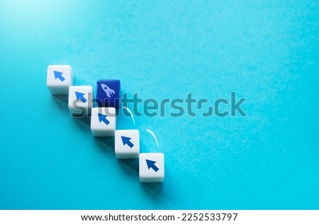 A startup is moving up the steps of progress. Successfully pass all the stages of development and perform a release. Success and popularity, general recognition. Climb the career ladder