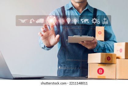  Start-up small business owner, technology transportation logistic business development plan Path to success with gears from starting with vision and idea online selling freelance e-commerce concepts - Powered by Shutterstock