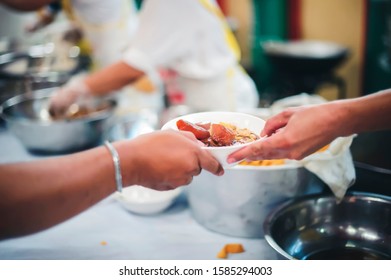 Starving Homeless People Receive Food Volunteers Stock Photo 1585294003 ...