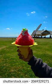 Starwberry Shaved ice on the beach