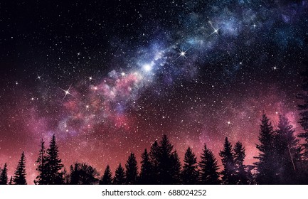 Stary clear night sky. Mixed media - Shutterstock ID 688024252