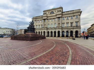 Staszic Palace In The Evening In Warsawa, Poland