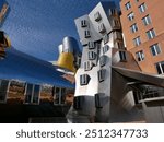 Stata Center in a amazing sky at Massachusetts Institute of Technology (MIT) in Cambridge, MA, USA, featuring its bold, unconventional architecture  reflecting the innovative spirit of the institution