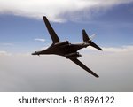 State of the art nuclear strategic bomber flying at high altitude