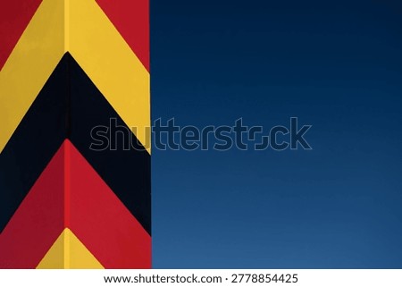 STATE BORDER POST - The German border is marked with posts in national colors 