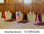 State flags on the table in the hall where the Yalta Conference was held, the leaders of the "Big Three", held at the Livadia Palace from 4 - 11 February 1945. 2015