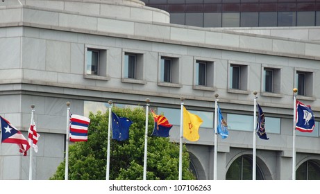 State Flags Of The US At Union Station In Washington DC