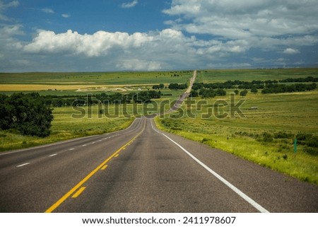 State highway 14 traversing through the Pawnee National Grasslands in north western Colorado