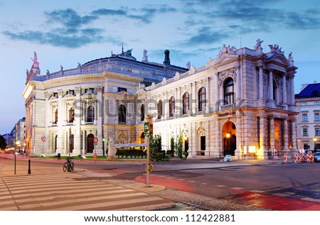 The state Theater Burgtheater of Vienna, Austria at night