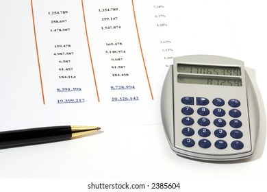 Statement of Financial Position with ball pen and calculator