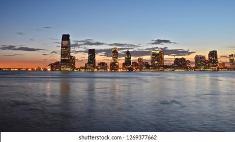 Staten Island Skyline At Sunset - New York, USA 