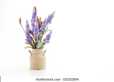 statice and caspia flower in vase on the table