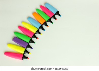 Stationery Background - Group Of Stationery Tools On White Background