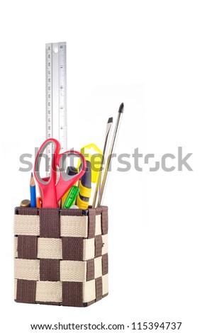 Stationery box And Tools Isolated
