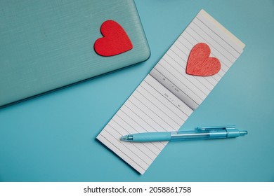 Stationery And Laptop Over Blue Background, Education, Business Or Learning Concept, Flatlay Of School Or Home Office Items. 