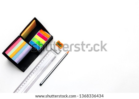 Stationery scale pencil rubber eraser sharpner sticky notes