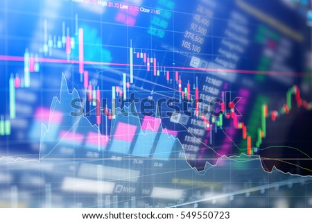 Statistic graph stock market data and finance indicator analysis from LED display. including finance statistic graph stock market education or marketing analysis. Stock analysis indicator