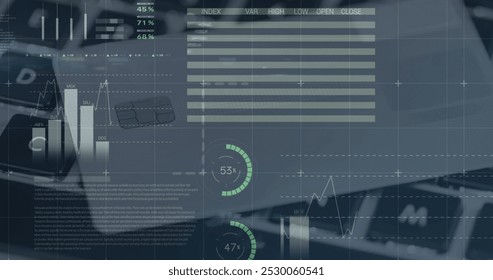 Statistical data processing against statistical data processing statistical data processing against night sky. Global business connections digital interface and technology concept digitally generated