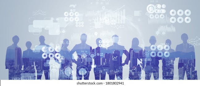 Statistics of business concept. Group of businessperson. Teamwork. Human resources. - Shutterstock ID 1801802941