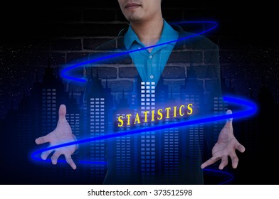 STATISTICS message double exposure concept with business idea