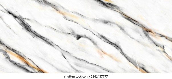 Statuarietto white marble with golden streaks effect. thassos glossy statuario marble tile, banco super-white, italian granite stone texture for digital ceramic wall tile and floor tile. - Shutterstock ID 2141437777