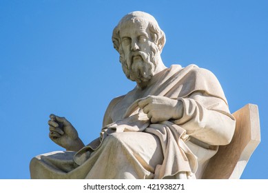 Statue Of Ancient Greek Philosopher Plato In Athens