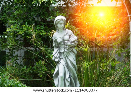 Statue of angel ,Angle statue in the garden, Angel statue and sunset, Angel statue in the park,Fairy statues.
