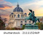Statue of Archduke Charles and Museum of Natural History dome, Vienna, Austria