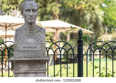 Statue Of Archimedes In Rome, Italy