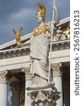 statue of athena in front of the austrian parliament in vienna in austria