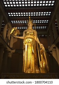 Statue of Athena in the replica of the parthenon in Nashville, Tennessee  