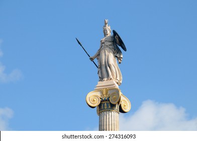 Statue of Athena in Street University, Athens 