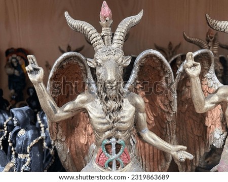 Statue of Baphomet, frequently identified as a demon or satan, and a symbol of Satanism