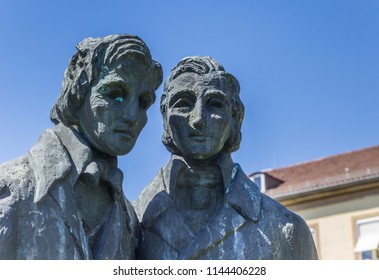 Statue Of The Brothers Grimm In Kassel, Germany