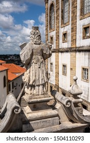 Statue By The Biblioteca Joanina Of The University Of Coimbra