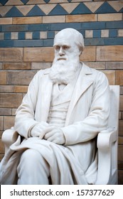 Statue Of Charles Darwin In Natural History Museum. London, United Kingdom.