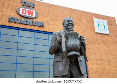 Statue Of Dave Whelan With FA Cup DW Stadium In Wigan Lancashire July 2019