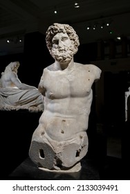 Statue Of Demos From Ephesus Ancient City, 2nd Century CE. Roman Civilisation. Istanbul Archaeology Museum, Turkey.