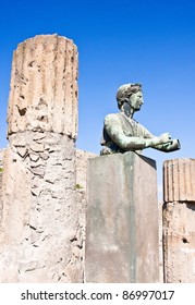 Statue Of Diana With Columns In Pompeii