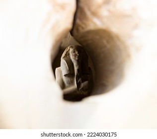 The Statue Of Djoser At The Serdab, A Small Enclosed Chamber .Old Kingdom. Saqqara . Egypt .