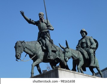 The statue of Don Quichot and Sancho Panza in Brussels in Belgium
